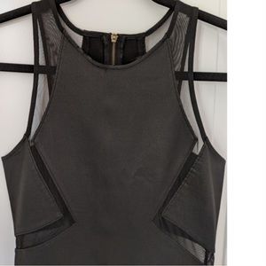 Angl black leather mesh detail dress